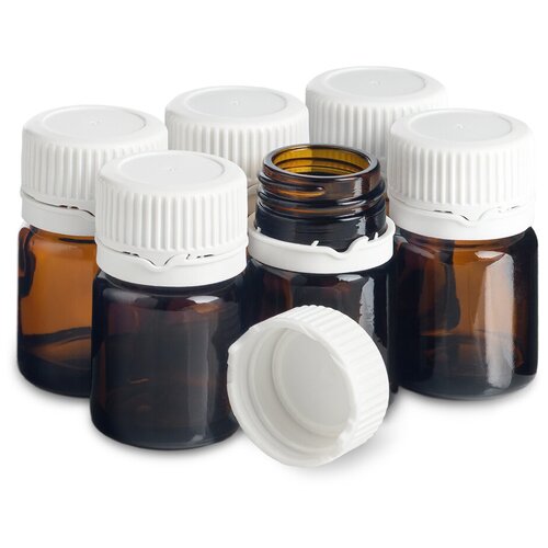 фото Флакон стеклянный 20 мл с пластиковой крышкой. набор 6 штук. купи-флакон