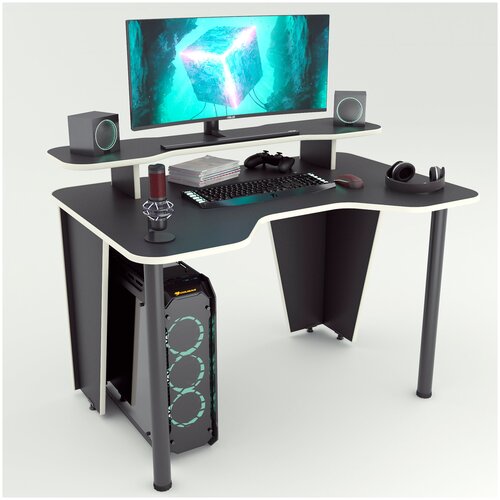 Игровой компьютерный стол 110+, Черно-Белый