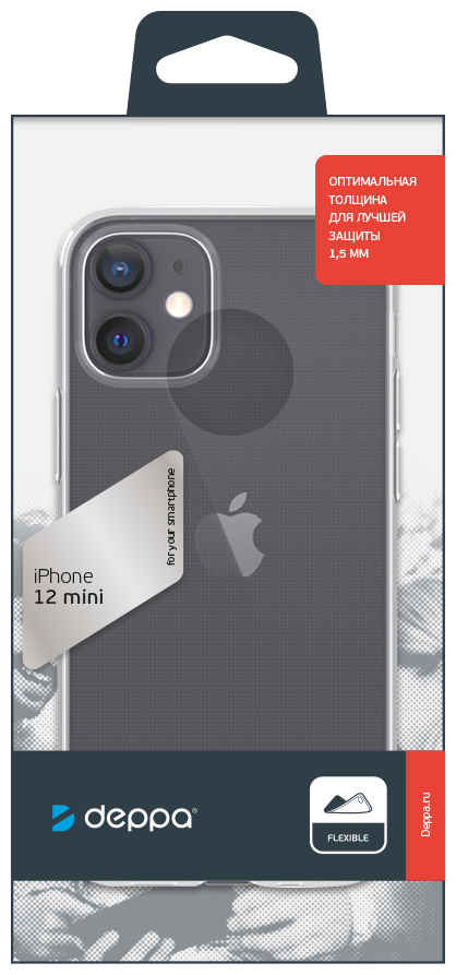 Чехол (клип-кейс) DEPPA Gel, для Apple iPhone 12 mini, прозрачный [87702] - фото №4