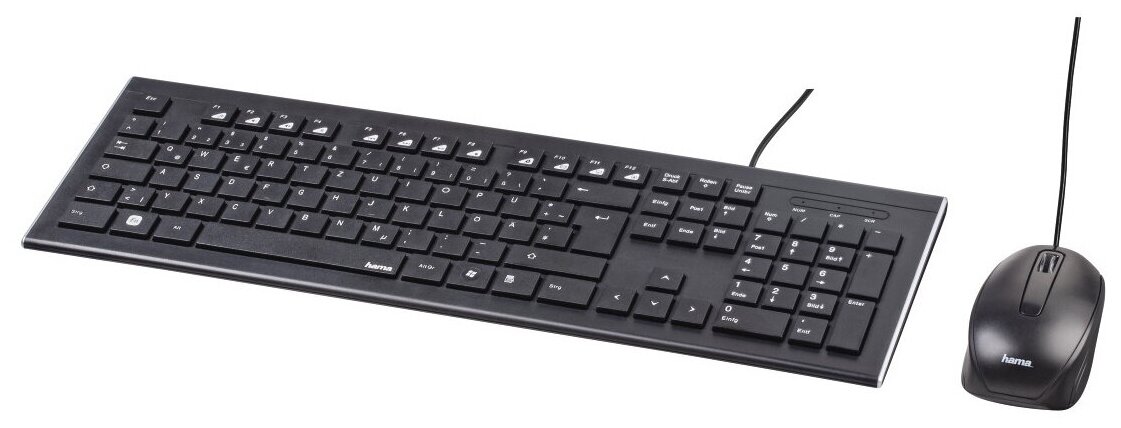 Клавиатура + мышь Hama Cortino, клавиатура черная, мышь черная, USB, Multimedia