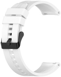 Силиконовый ремешок для смарт-часов Honor Watch SE / Magic Watch 2 (42 мм)/(ширина 20 мм), черная застежка, White