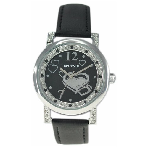 фото Женские наручные часы спутник л-300321-1 (черн кам , черный рем