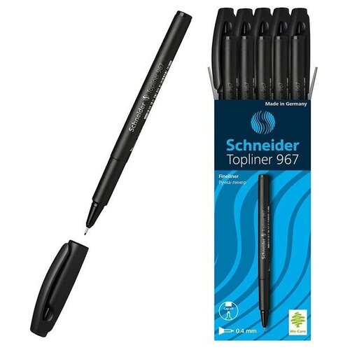 Ручка капиллярная Schneider TOPLINER 967, узел 0.4 мм, чернила черные, 2 шт.