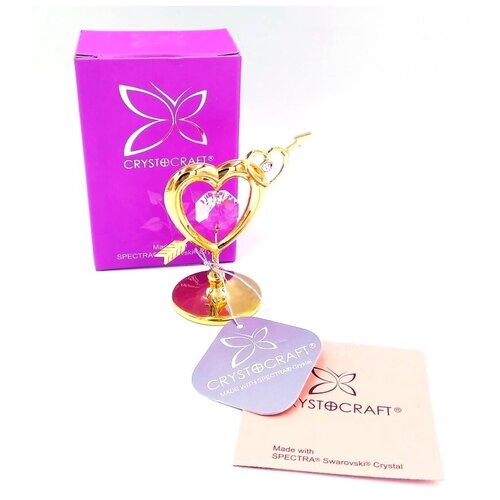 Сувенир статуэтка фигурка CRYSTOCRAFT Сердце Стрела 7см, миниатюра CRYSTOCRAFT Сердце Стрела, подарок - сувенир Сердце Стрела, статуэтка Сердце Стрела с кристалом, статуэтка для интерьера Сердце Стрела, статуэтка в подарок.