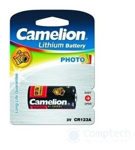 Элемент питания CAMELION CR123A BL-1 (CR123A-BP1, батарейка фото,3В)