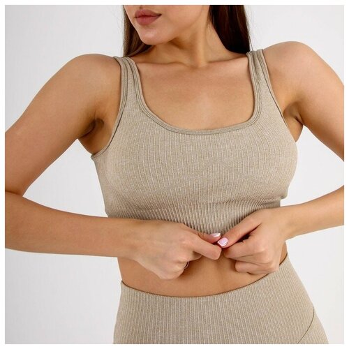 фото Топ женский спортивный в рубчик, цвет кофейный, sl russian brand, р-р m нет бренда