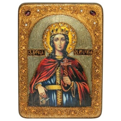 Икона аналойная Святая великомученица Екатерина на мореном дубе 21*29 см 999-RTI-655m акафист святей великомученице екатерине