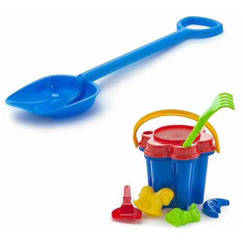 фото Игрушки для песочницы для снега песочный набор цветок + лопатка 50 см зеленая karolina toys