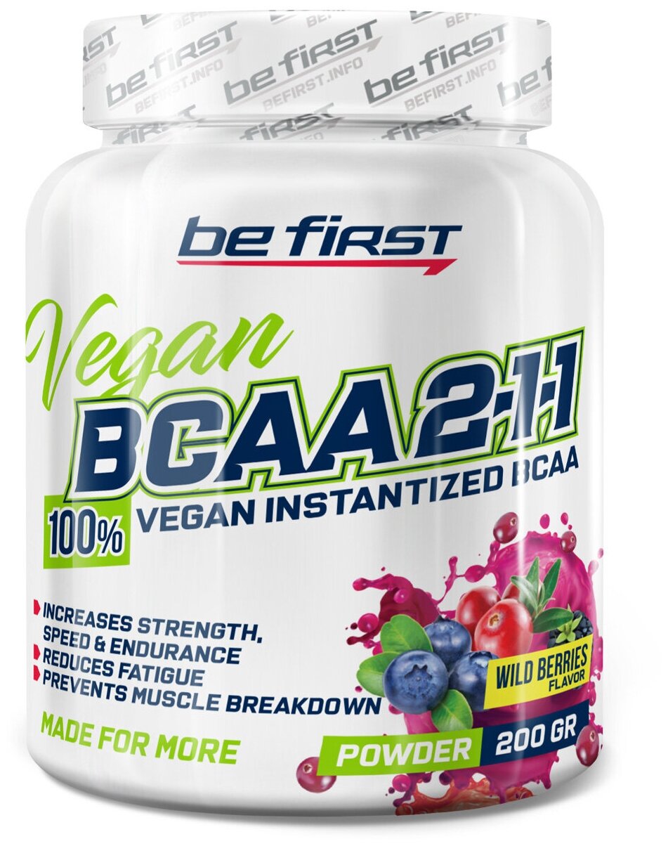 BCAA 2:1:1 Be First BCAA 2:1:1 Vegan powder 200 г, Лесные ягоды