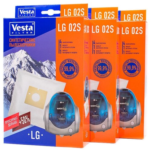 Vesta filter LG 02 S XXl-Pack комплект пылесборников, 12 шт + 6 фильтров пылесборники vesta filter lg 02s синтетика комл 4шт 2 фильтра