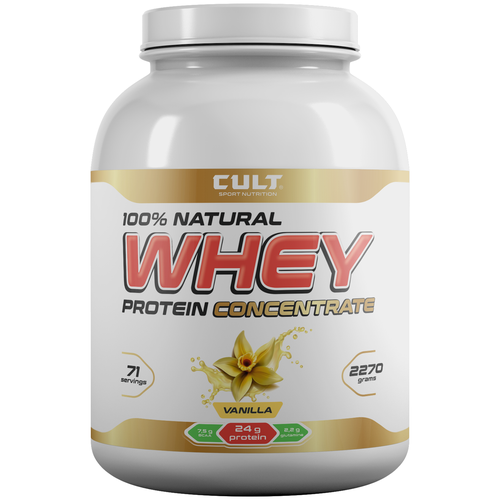 высокобелковый продукт для спортсменов whey fitprotein 2270 г ваниль Протеин Cult Whey Protein 80, 2270 гр., ваниль
