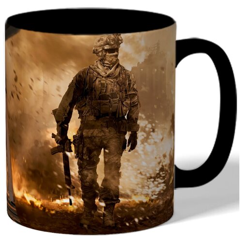 фото Кружка с рисунком по мотивам игры call of duty, камуфляж, огонь drabs