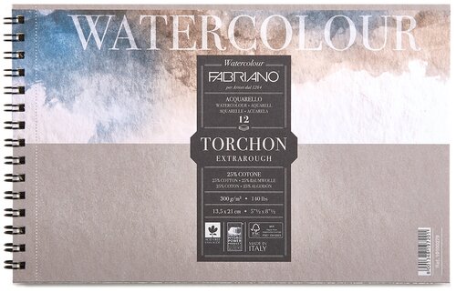 Альбом для акварели Fabriano Watercolour Studio 300г/м. кв 13,5x21см Торшон 12 листов спираль по короткой стороне
