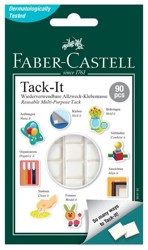 Масса для приклеивания Faber-Castell "Tack-It", 90 кубиков, 50 гр.