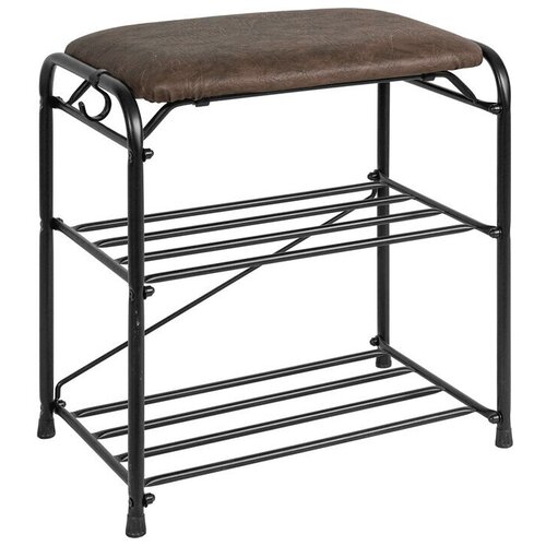 фото Подставка д/обуви 3-х полочная 45см с сидением (черный) 118262 зми