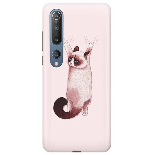 фото Ультратонкий силиконовый чехол-накладка для xiaomi mi 10 с принтом "недовольный кот" gosso
