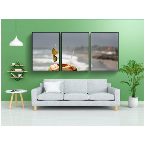 фото Набор модулных постеров для интерьера "кокос, напиток, здоровый" 60x90 см. в тубусе, без рамки lotsprints