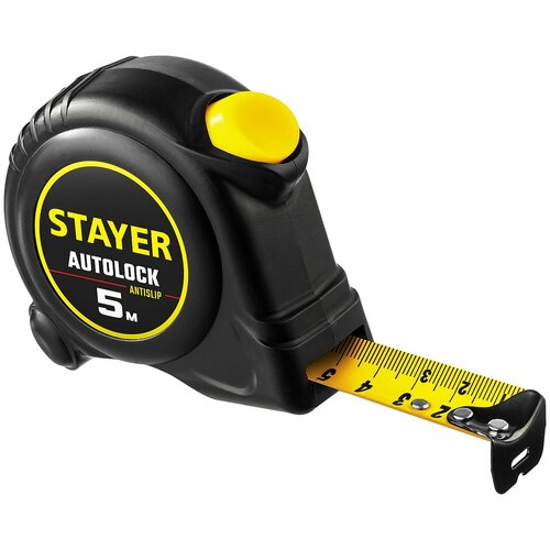 Stayer АutoLock 5м / 25мм рулетка с автостопом двухсторонняя измерительная рулетка hoegert technik ht4m406
