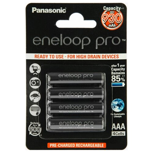 фото Аккумуляторы panasonic eneloop pro aaa 930 мач, 4 шт.