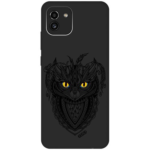 Матовый Soft Touch силиконовый чехол на Samsung Galaxy A03, Самсунг А03 с 3D принтом Grand Owl черный матовый soft touch силиконовый чехол на samsung galaxy a03 самсунг а03 с 3d принтом grand wolf черный