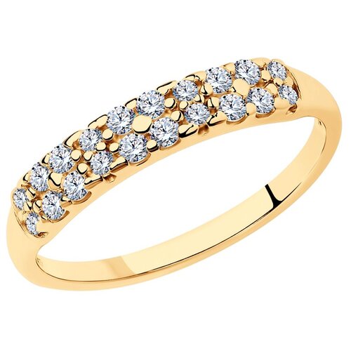 фото Sokolov кольцо из золочёного серебра с фианитами 93010535, размер 19.5