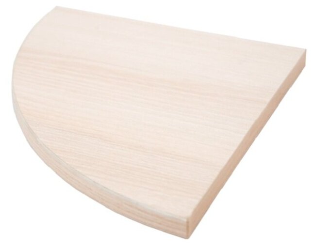 фото Мебельная угловая полка цвета "светлая акация" 250x250x16 мм, ЛДСП с кромкой, идеально подойдет для шкафов и аналогичных систем хранения для придания