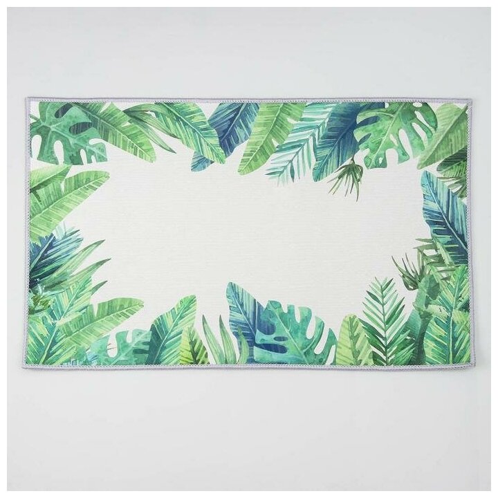 Коврик Доляна «Тропики», 50×80 см, цвет серо-зелёный