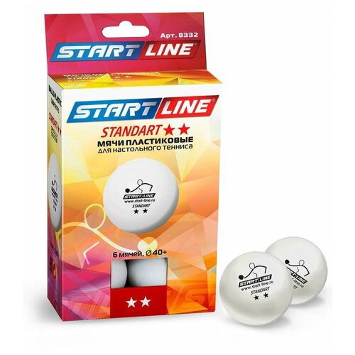 Мяч для настольного тенниса Start Line Standart 2 New, 2 звезды, набор 6 штук мячи start line standart 2 new