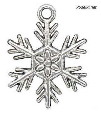 Фурнитура для бижутерии Подвеска Снежинка Лучистая 0006217 серебряный цвет 25x19 мм, цена за 10 шт.