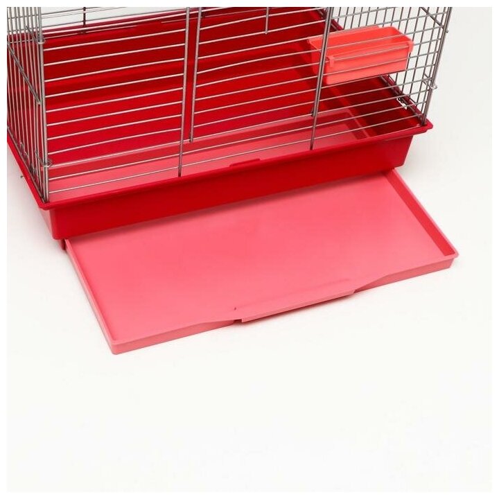 Клетка для птиц "Пижон" №101, хром , укомплектованная, 41х30х65 см, рубиновая - фотография № 6