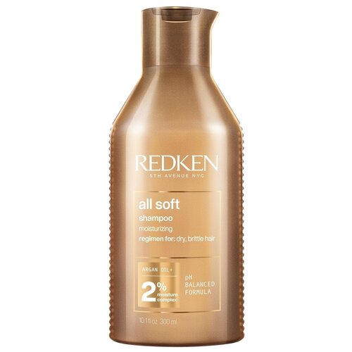 REDKEN Шампунь All Soft Shampoo для Сухих и Ломких Волос с Аргановым Маслом, 300 мл