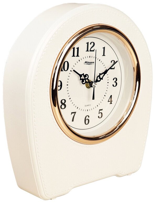 Настольные винтажные белые часы MIRRON SN05A БП/Декоративные классические каминные часы/Интерьерные часы белые с золотом/Белый (светлый) циферблат