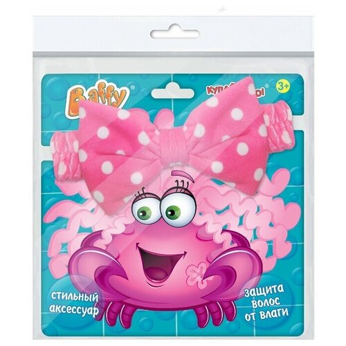 фото Повязка-резинка на голову "бантик" (нежно-розовый, горошек) baffy