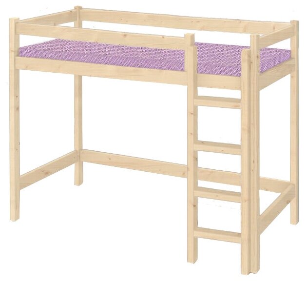 Кровать Чердак 200x90/Двухъярусная кровать Чердак из дерева/ Двухэтажная кровать на втором ярусе PufLife/ борт 25 см