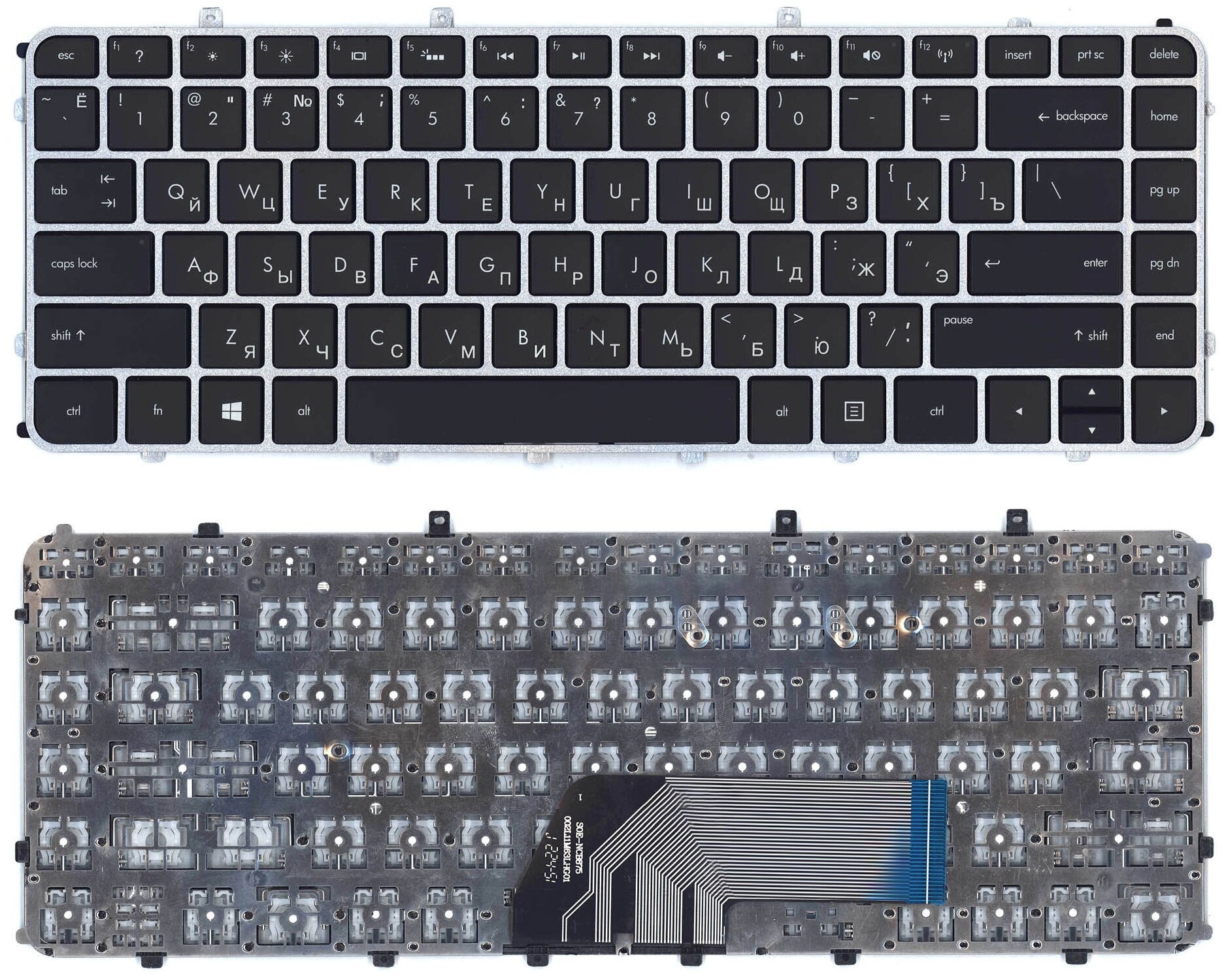 Клавиатура для ноутбука HP Envy 4-1000 Envy 6-1000 черная с серебристой рамкой 1059₽