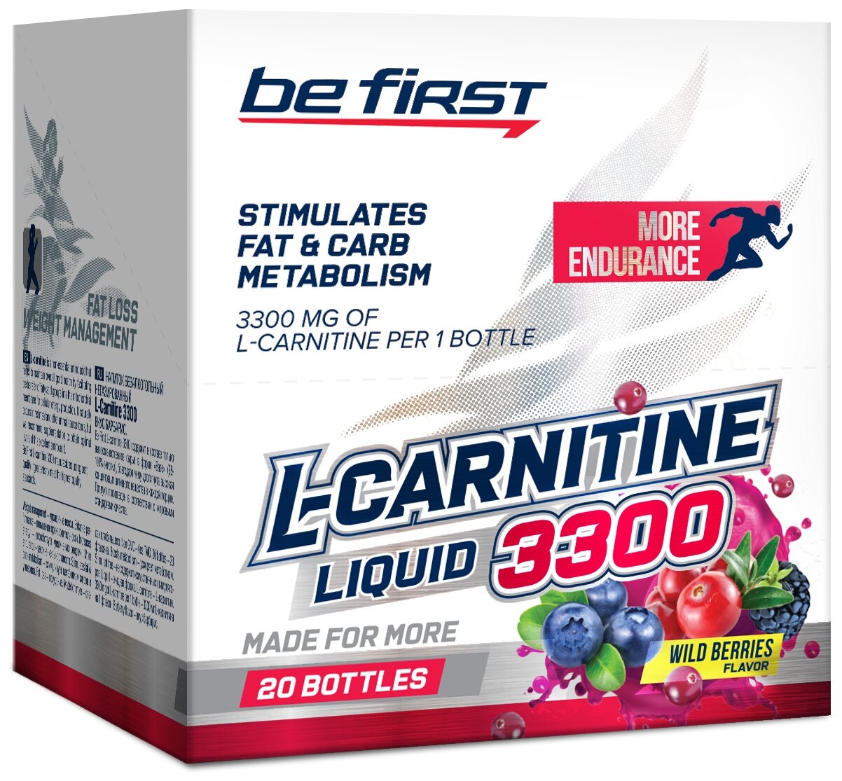 Жиросжигатель Be First L-carnitine 3300, 20 ампул, лесные ягоды