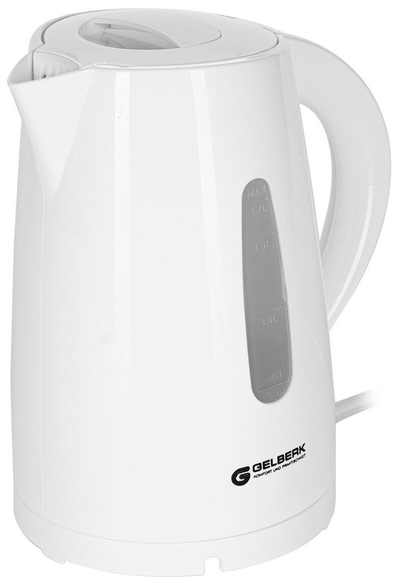 Чайник электрический Gelberk 1,7 л, 1850 Вт, пластик, белый (GL-460) - фотография № 1