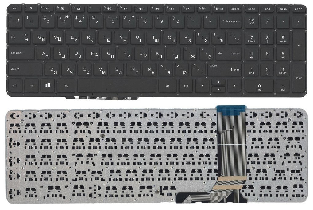 Клавиатура для ноутбука HP ENVY 15-j000 черная без рамки плоский Enter