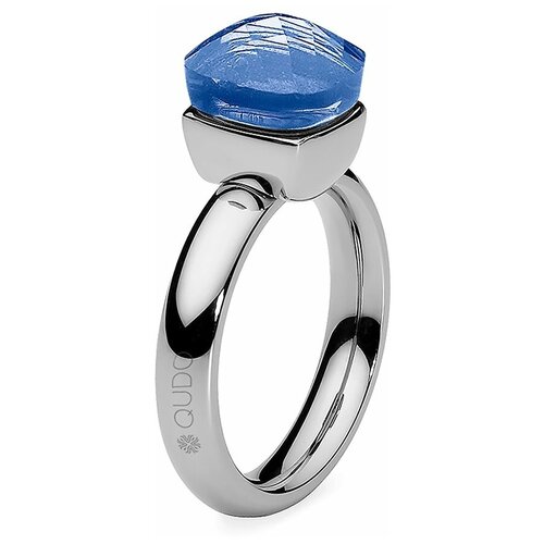 Кольцо Qudo, кристаллы Swarovski, серебряный, синий кольцо qudo бижутерный сплав серебрение кристаллы swarovski белый серебряный