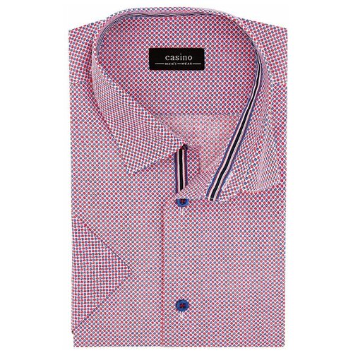 фото Рубашка мужская короткий рукав casino c263/051/2709/zs/c/1p, полуприталенный силуэт / regular fit, цвет белый, рост 174-184, размер ворота 44
