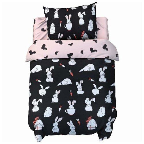 фото Постельное бельё крошка я бейби ««зайчики» и сердечки» 147х112 см, 60х120 + 20 см, 40х60 см