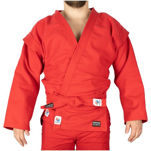 фото Куртка для самбо (самбовка) 500 "fias" красная для взрослых, размер: 195, цвет: красный sambo х декатлон decathlon