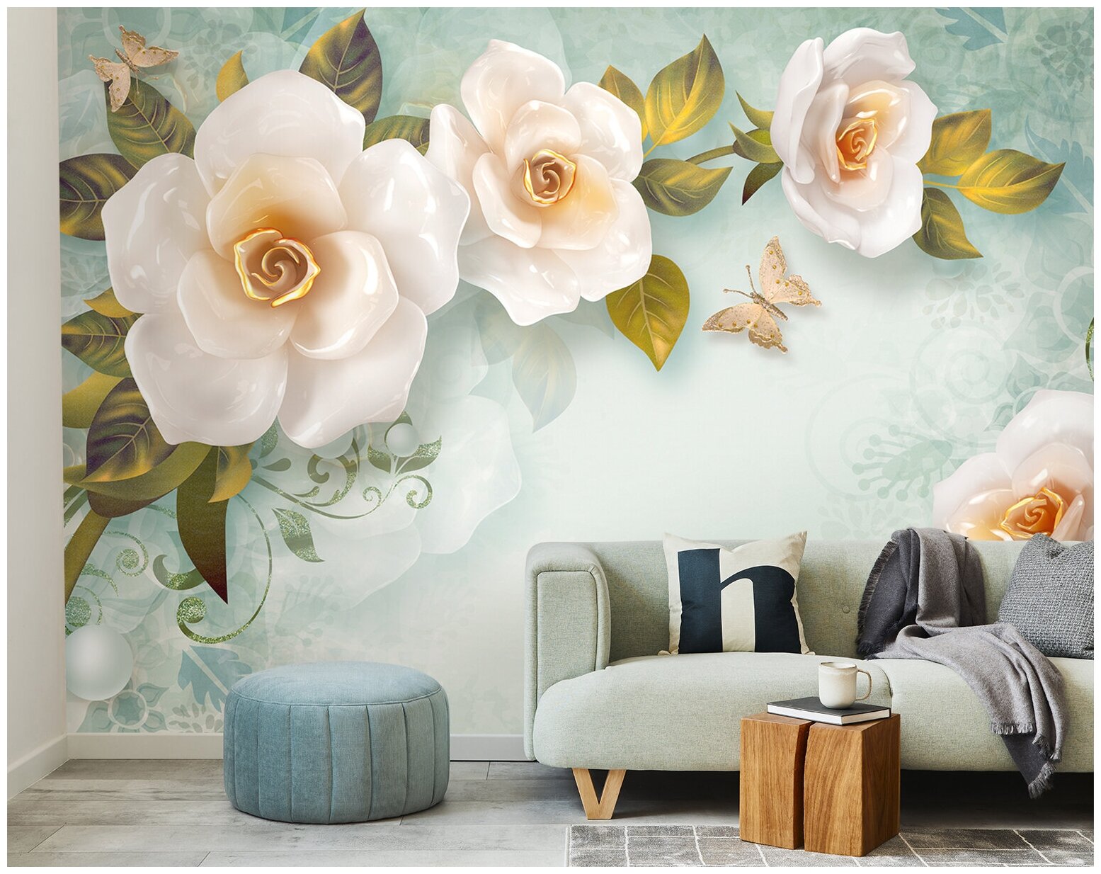 Фотообои / флизелиновые обои Мраморные розы 3D 4 x 2,5 м