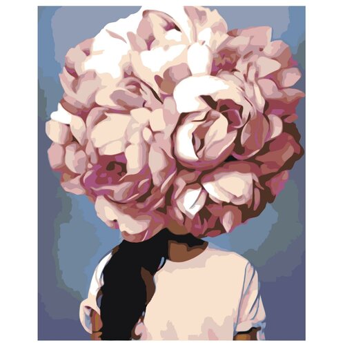 Картина по номерам, Живопись по номерам, 48 x 60, EL008, женщина, цветы, пионы на голове, Эми Джадд, портрет