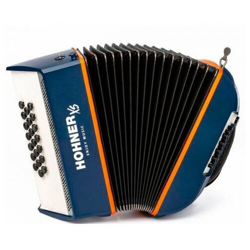 HOHNER XS (A2950) детский кнопочный аккордеон, гриф B, цвет синий/оранжевый