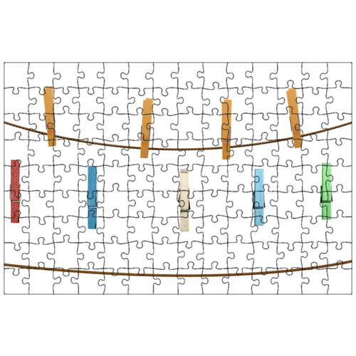 фото Магнитный пазл 27x18см."веревка для белья, прищепки, прачечная" на холодильник lotsprints