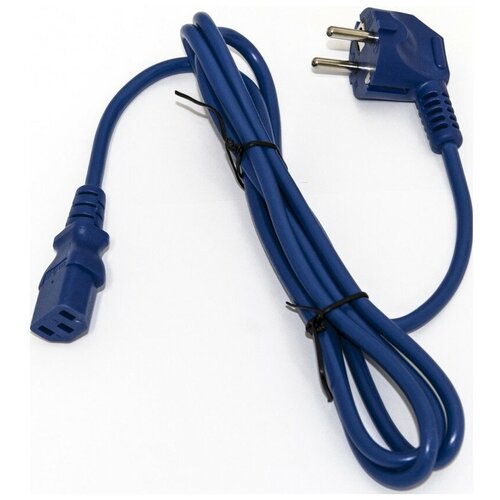 hyperline кабель питания schuko c19 3x1 5 16a угловая вилка 3м цвет черный Кабель питания Hyperline PWC-IEC13-SHM-1.8-BL 1.8m