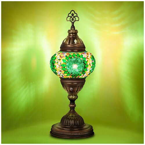 Светильник настольный с восточной мозаикой ручной работы, цвет зеленый, 12х36 см, MARMA MM-LGHT-05