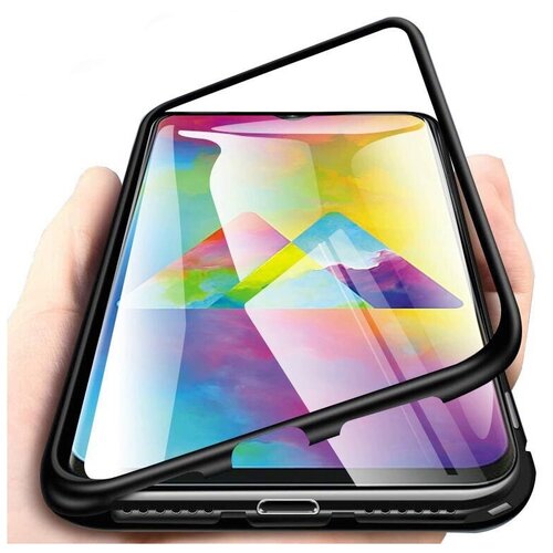 Чехол-бампер MyPads для Samsung Galaxy Note 20 (SM-N980F) магнитный из закаленного стекла и металла с двухсторонней прозрачной крышкой металличес.