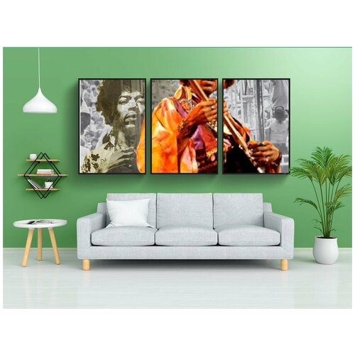 фото Набор модулных постеров для интерьера "джимми, гитарист, woodstock" 60x90 см. в тубусе, без рамки lotsprints